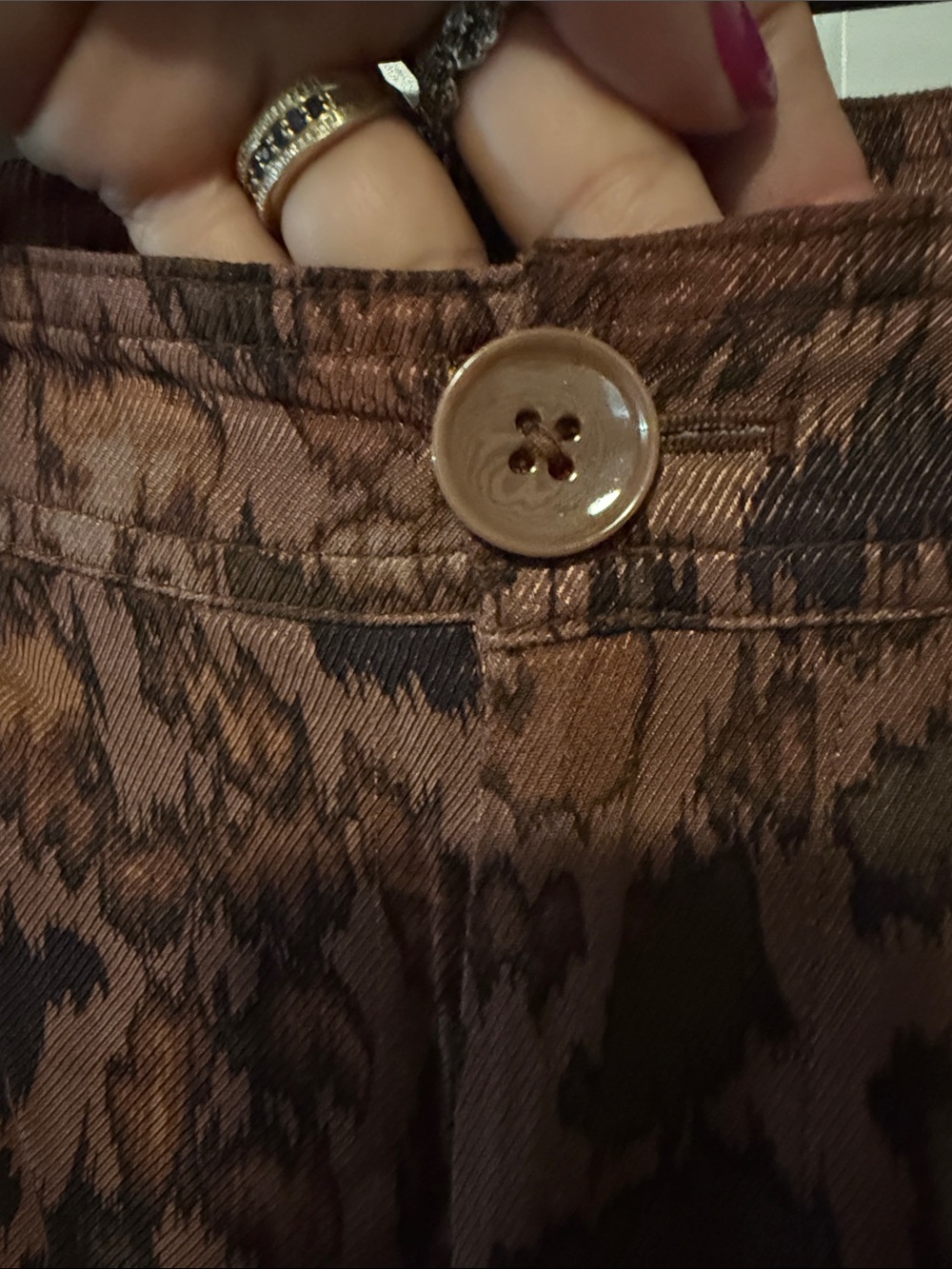 Anthropologie Brown Printed Wide-Leg Cargo Trousers - Picture 7 of 15